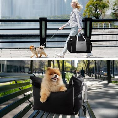 Автокрісло для собак Lesure - чорне, 58x56x33 см, з водонепроникним покриттям та кишенями