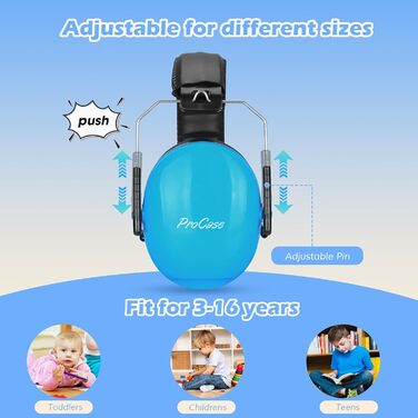 ProCase Навушники для дітей, захист від шуму NRR 2dB, 3-2 роки, для сну, подорожей, карнавалів, аутизм, шумозаглушення (блакитно-світлорожевий, 2)