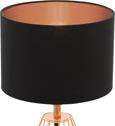 Торшер EGLO Carlton 2: вінтажна настільна лампа з металу та тканини, колір мідний/чорний