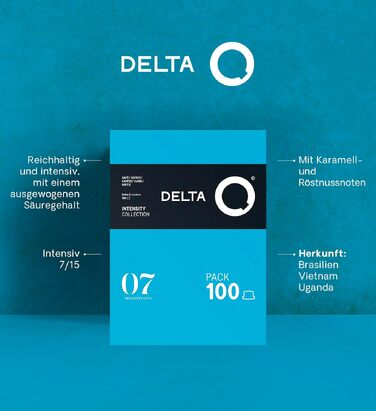 Кавові капсули Delta Q DeQafeinatus, мелена кава без кофеїну, інтенсивність 8, для кавомашин Delta Q, 100 капсул — Еспресо з горіховими та фруктовими нотками