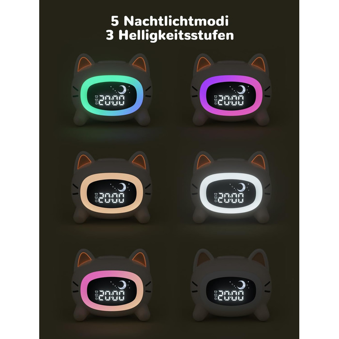 LIORQUE Alarm Clock Kids Light Alarm Clock Kids Sleep Trainer Kids Night Light Dual Alarm Sleep Training Sound Machine Rechargeable Kids Alarm Clock Toddler Boys Girls