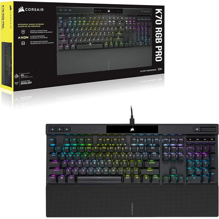 Механічна ігрова клавіатура Corsair K70 MAX RGB з перемикачами MGX, регульованою точкою активації, клавішами PBT Double-Shot, сумісна з iCUE, QWERTY NA розкладка, сталево-сірий колір