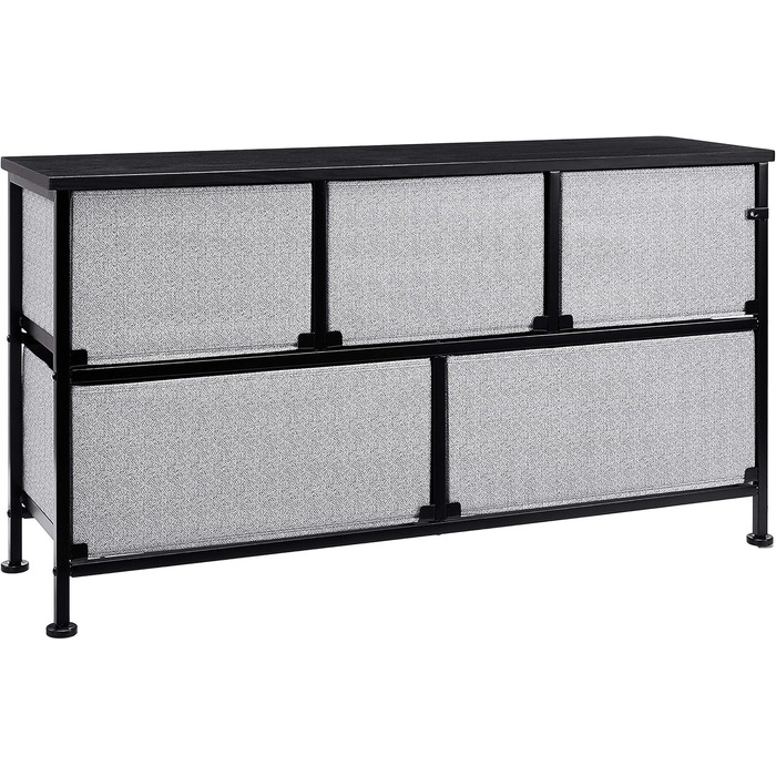 Amazon Basics - Closet Storage Organizer with 5 Extra-Wide Fabric Drawers, White (Black)