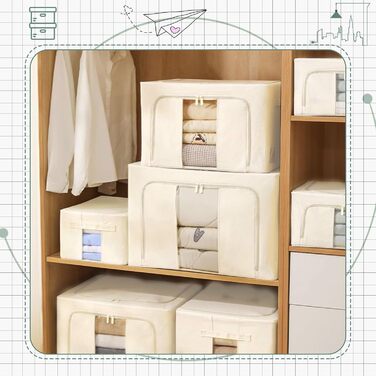 Органайзери для зберігання постільної білизни та одягу 2 шт. - Складані коробки для шафи та гардеробу (Сірий-24L, Хакі-100L)