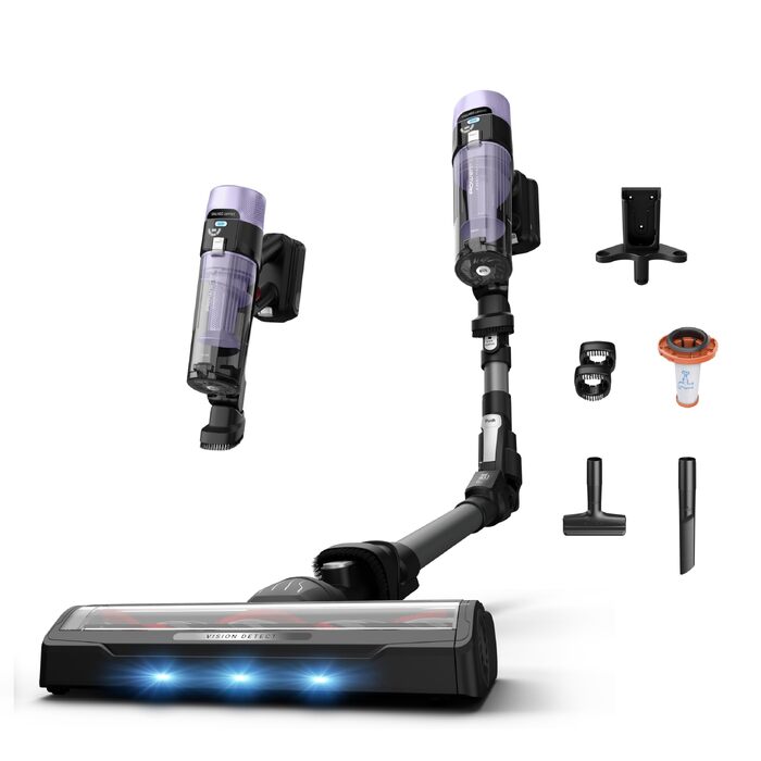 Акумуляторний вертикальний пилосос Rowenta X-Force Flex 9.60 Complete RH2099WO (Lavender) з LED-підсвіткою та повним набором насадок, 100 AW