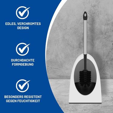 Набір для туалету Rival Recycling з щіткою для чищення країв – ергономічна щітка для унітазу з перероблених матеріалів для швидкого та ретельного прибирання – щітка для унітазу з тримачем (білий, ергономічна)