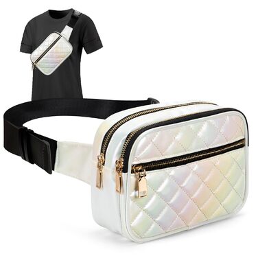 Жіноча бананка Jueachy: водонепроникна сумка через плече з ромбовим візерунком, 4 відділення на блискавці, для активного відпочинку та фестивалів