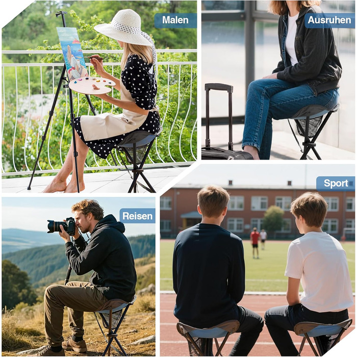 Складний стілець Portal з кишенею: легкий, для риболовлі, кемпінгу, піших прогулянок (синій)