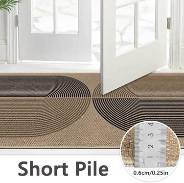 Килимок для підлоги 80x200 см з джуту - чорно-коричневий, неслизький, для кухні, коридору, спальні, балкону