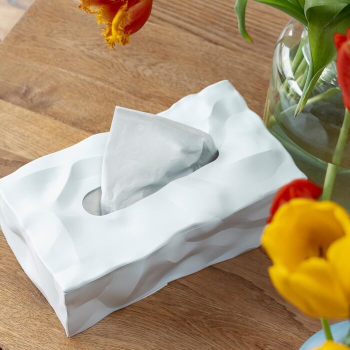 Essey Cosmetic Tissue Box - Wipy Cube II, Rectangular Tissue Dispenser, Design Tissue Box, White
