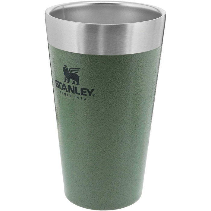 Термокружка Stanley Adventure Stacking Bierkrug 473 мл з нержавіючої сталі, зелений колір, з подвійними стінками, вакуумна ізоляція, BPA-Free, для зберігання напоїв холодними до 4 годин, можна мити в посудомийній машині