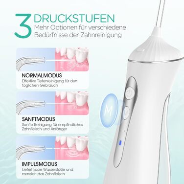 Електрична іригатор VOYOR-HEALTH Munddusche WF400: 3 режими, 4 насадки, водонепроникний, для догляду за зубами та яснами