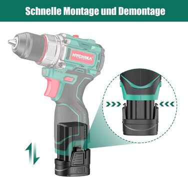 Акумуляторна дриль-шуруповерт HYCHIKA NBT-CD-16.8A-BL: 45Nm, 23+1 момент, 53 шт. аксесуарів, LED, 1500mAh