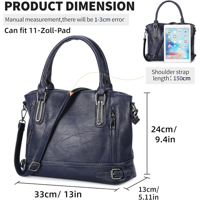 Жіноча сумка-шопер VINBAGGE з PU шкіри, темно-синя, через плече, для офісу та на кожен день