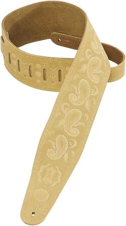 Гітарний ремінь Levy's Leathers з замшевої шкіри, Embossed Suede Series, ширина 7,6 см, візерунок Paisley, колір Hellbraun (PMS44T03-BLK)