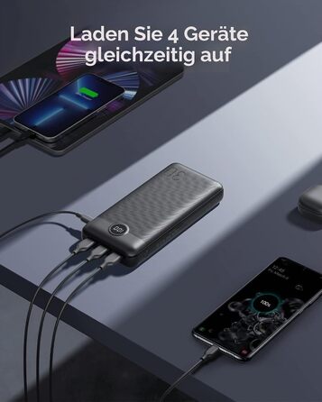 Power Bank VEGER 30000mAh 20W PD: Зовнішній акумулятор USB-C з LED-дисплеєм для iPhone, iPad, телефонів та планшетів