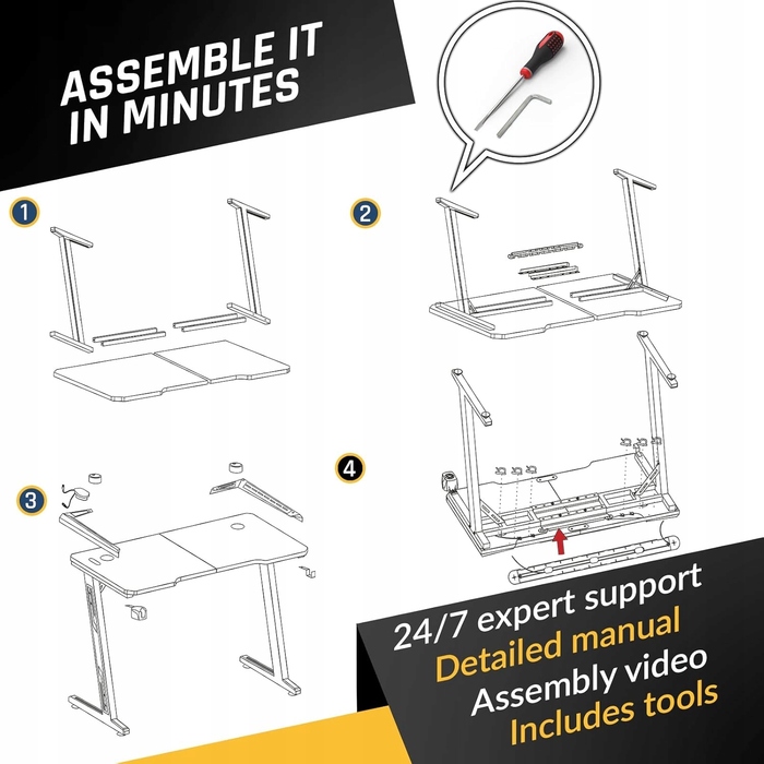 Ігровий стіл KLIM, чорний, 140 см — комп'ютерний стіл для геймерів