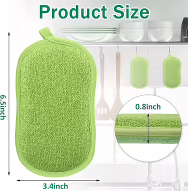 Multi-Purpose Sponges, Scratch-Resistant, Microfiber Sponge, Cleaning, Dish Scrubber, Reusable Dish Sponges for Dishwashing, along with robust scrubbing power (green), 24 pieces