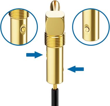 Набір бананових конекторів deleyCON 4 шт. 90° з позолотою, гвинтовий, для акустичних кабелів, 0,75-4,5 мм, Hi-Fi, домашній кінотеатр