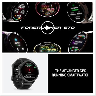 Garmin Forerunner 570: GPS-годинник для бігу та триатлону, AMOLED, 47 мм, сірий