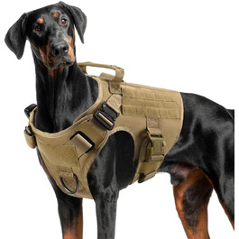 FeimaX Tactical Dog Harness with Handle Military Net Working Tactical Dog Vest Chest Harness for Large Dogs No Pull Adjustable Vest for Walks Training (Brown, S) Brown S
