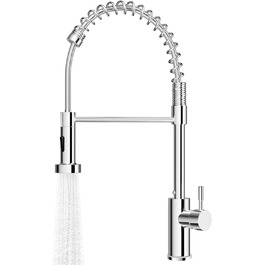 Кухонний змішувач з висувною лійкою, 360° поворот, 2 режими струменя, нержавіюча сталь, хром