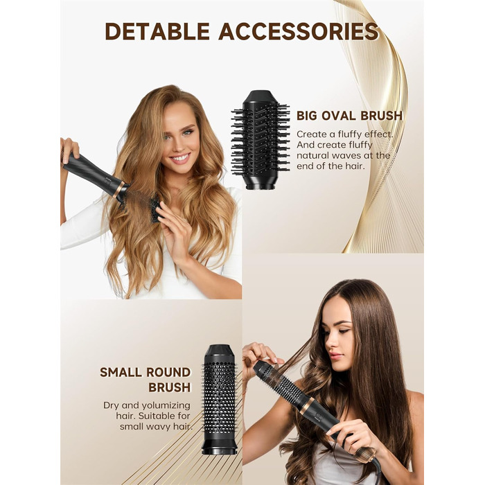 Фен-щітка 6 в 1 для волосся, Airstyler: сушка, укладка, завивка, випрямлення (Чорний)