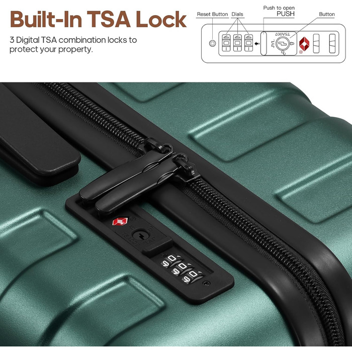 Набір валіз Roadcheer з полікарбонату: тріо ролерів, рюкзак, аксесуари | з TSA-замком