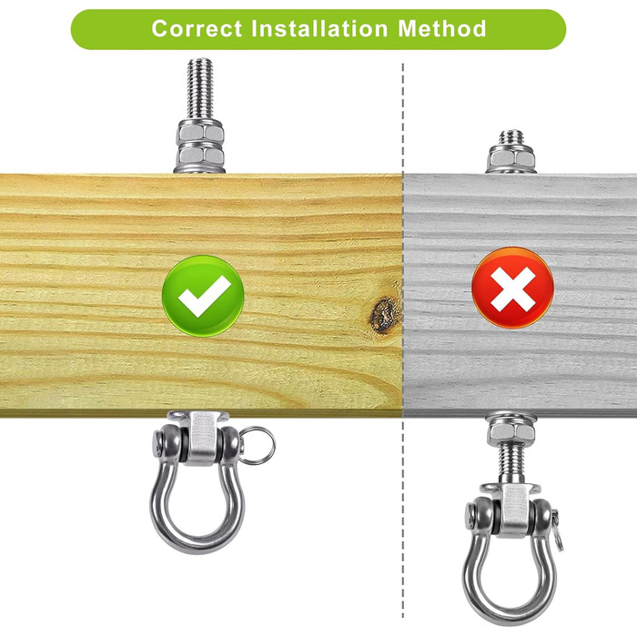 Dolibest 4 Pack Swivel Hangers for Wooden Beams, Hammock Attachment M10 Heavy-Duty Hanging Chair Suspension Concrete Ceiling 175mm Stainless Steel Swivel Punching Bag Deck Bracket Eye Bolts for Screwing, Up to 680kg