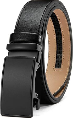 Чоловічий шкіряний ремінь DOOPAI з автоматичною пряжкою, 35 мм, регульований розмір, без отворів, чорний, 125 см (36''-42'')
