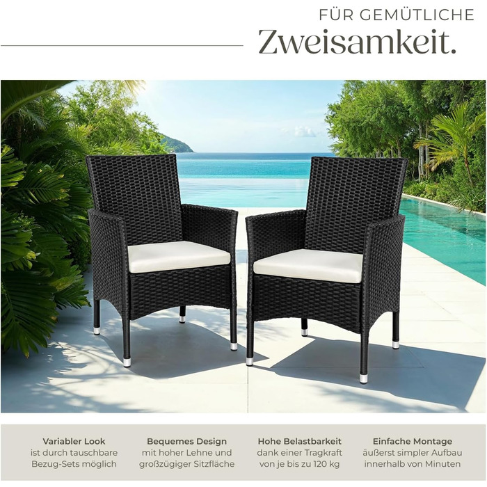 Tectake 2-Piece Poly Rattan Garden Chair Set