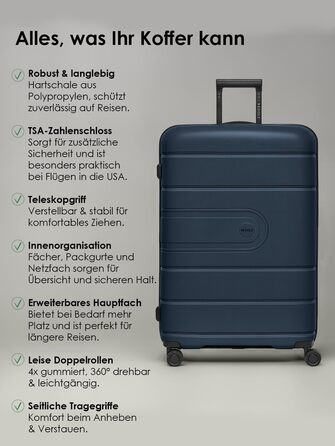 Набір валіз REDOLZ Essentials 11 Trolley Set 3-teilig Midnight Blue (56 см) – розширюваний