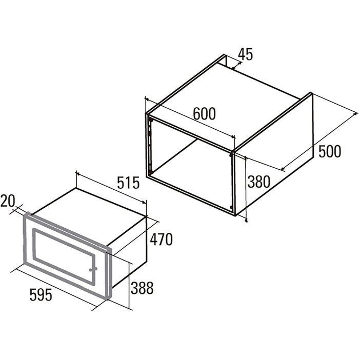Мікрохвильова піч CATA MC 32 DC в нержавіючій сталі з антижировим покриттям, вбудована, 900 Вт, 32 л, гриль 1100 Вт, таймер 95 хв