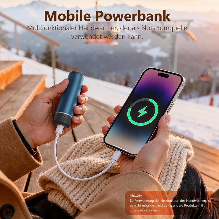 Електричні грілки для рук EXTSUD 2 шт. 5000mAh з USB-зарядкою, 3 режими нагріву, Powerbank для активного відпочинку, подарунок