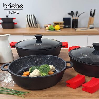 Каструля Briebe Black Titanium з титановим покриттям, 16 см, індукція, склокришка, для плити та духовки