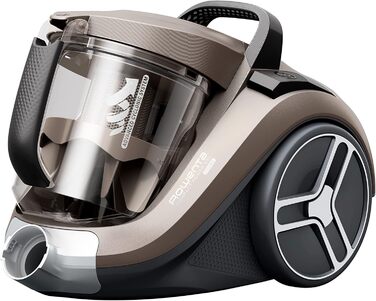 Пилосос Rowenta RO4B30 Compact Power XXL для паркету, без мішка, 900 Вт, 3-ступенева фільтрація, великий контейнер, 8,8 м радіус, 2-в-1 щілинна насадка, хром