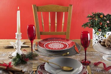 Excelsa Mandala Червоний Сервіз для Столу, 18-Piece, Порцеляна