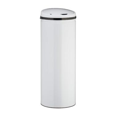 Відро для сміття Relaxdays Sensor 50л, нержавіюча сталь, біле, з автоматичним електричним кришкою, 80x30 см