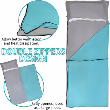 NewDoar Sleeping Bag Liner, 215x85 cm, Portable, Lightweight, Travel Sheet with Pillow Slot, Ultralight, Soft, Camping Sleeping Bag Liner, Pongee Fabric for Camping, Hiking, Backpacking, Hotels, Hostels