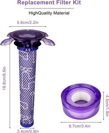 Фільтри для пилососа Dyson V7, V8, V8+ Wolfish (6 шт.) - 3 HEPA + 3 попередні, замінник 965661-01 & 967478-01