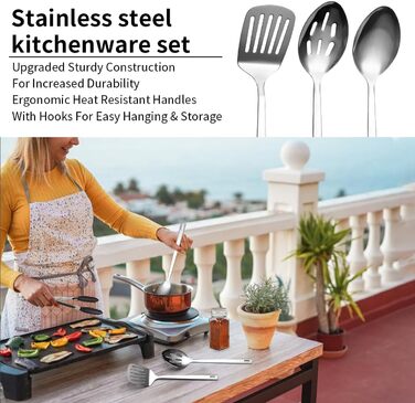 Набір кухонного приладдя для кемпінгу Evanda 10 шт. з нержавіючої сталі: приготування їжі та гриль на відкритому повітрі. Організатор для подорожей, кемпінгу, RV, грилів, пікніків та вечірок.