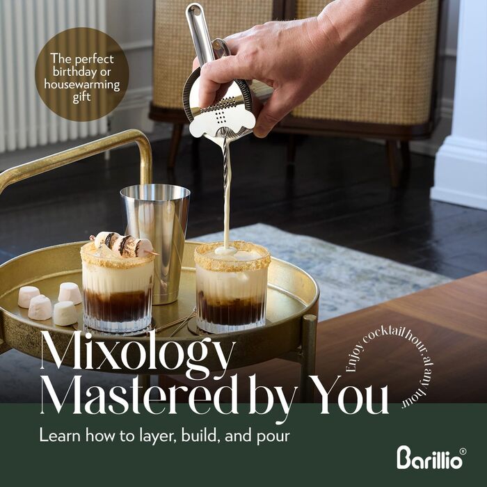 Набір бармена Barillio Pro Edition: 32 предмети з нержавіючої сталі для приготування коктейлів. Boston Shaker, міксер, товкачик. Аксесуари для домашнього бару.