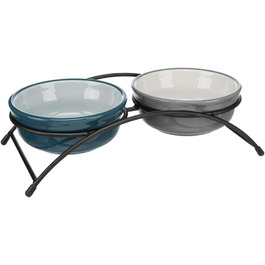 Миска для собак TRIXIE Eat on Feet, Petrolblau/Hellblau/Grau/Hellgrau, 2 × 1.6 L, ø20 см