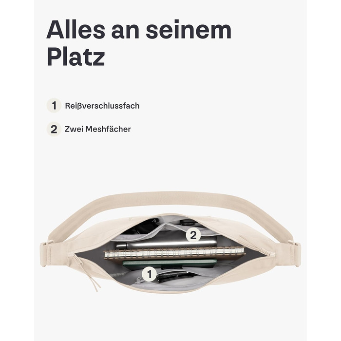 Сумка через плече Johnny Urban Ally Medium Grau (10л) - Місячна форма, водонепроникна, регульований ремінець