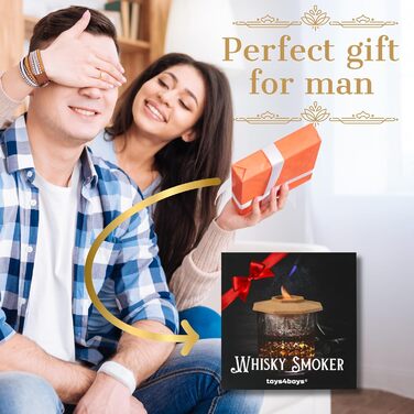 Набір для копчення віскі Toys4Boys - Преміум набір для копчення з дерев'яною кришкою, 4 арома-спіралі та запальничкою. Ідеальний подарунок для чоловіків. Набір для інфузії віскі без бутану, 4 арома-спіралі