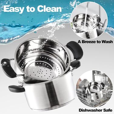 ZENFUN Stainless Steel Steamer Pot with Basket, 1.6 Liter Soup Pot with Glass Lid, Mini Steamer Cookware with Handle for Vegetables, Sauce for Stove, Induction, Gas, Electric, Grill