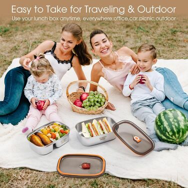 Набір ланч-боксів Kabbas Premium (2 шт.), 1.2L+1.7L, нержавіюча сталь 304, з відділеннями, не протікають, для дорослих та підлітків, легкі, ідеальні для школи, офісу, відпочинку на природі