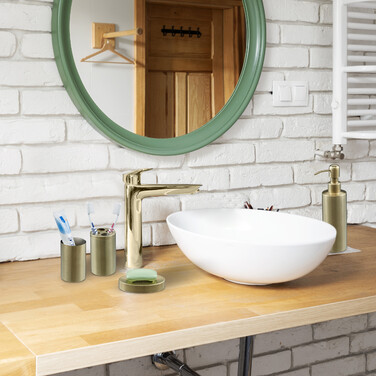 Relaxdays 4-Piece Bathroom Set in Gold