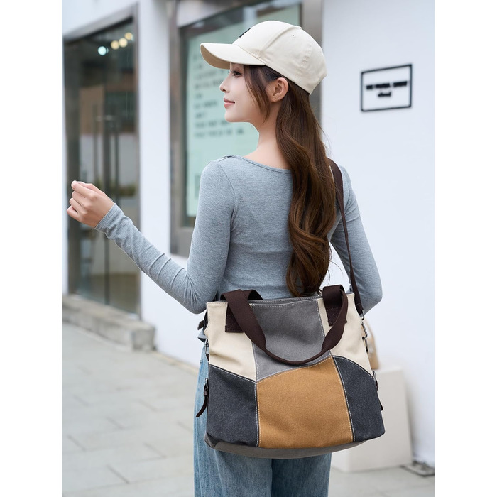 Жіноча сумка-шопер Canvas Retro Hobo великої місткості, сіра повсякденна сумка через плече для навчання та міста