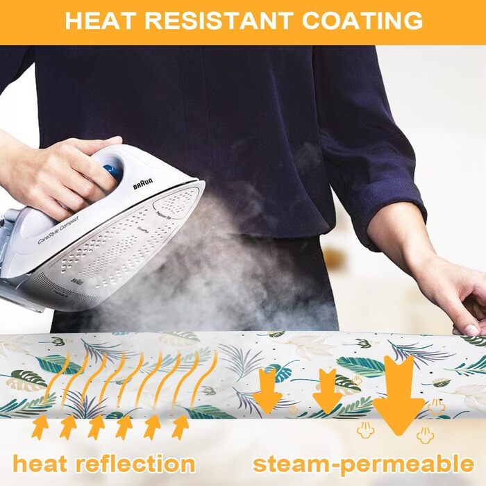 Чохол для прасувальної дошки, 125 x 46 см, універсальний, з гумкою, бавовна, підходить для парогенератора та праски (зелений)